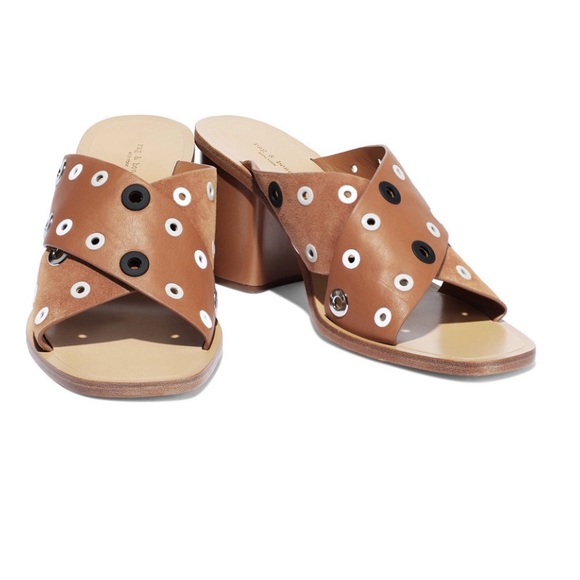 Rag & Bone eyelet-embellished leather/suede mules - Picture 2 of 4